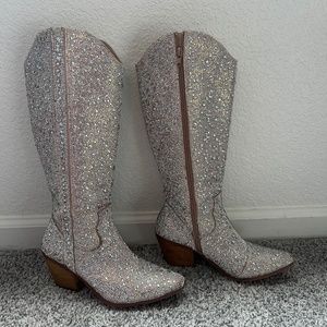 Silver Sequin Cowboy Boots